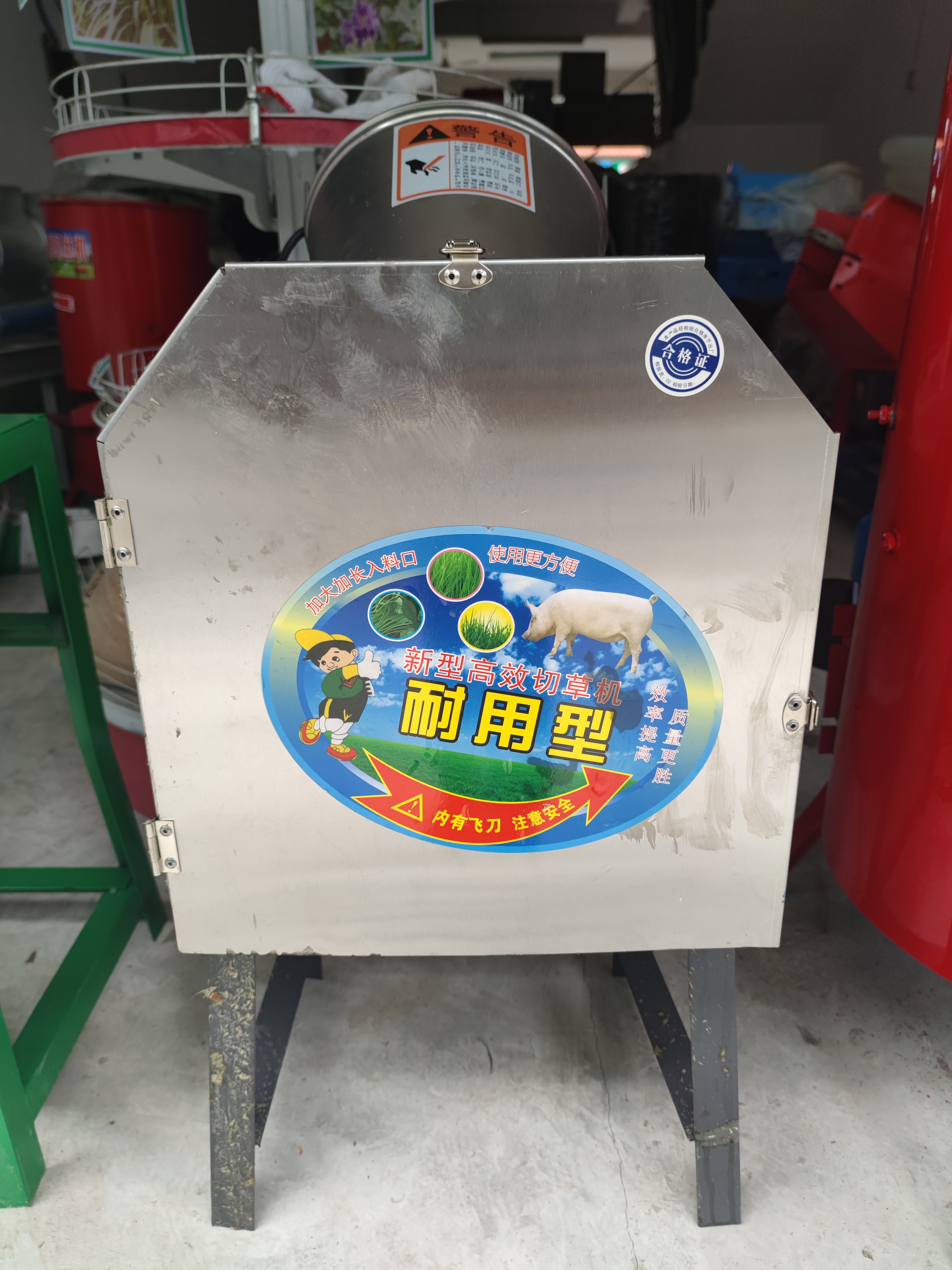 【新產品】新型耐用性不銹鋼電動切草機碎草機，小型220v家用養殖剁豬草機雞鴨鵝切豬菜機 K方形不銹鋼切草機配普通電機